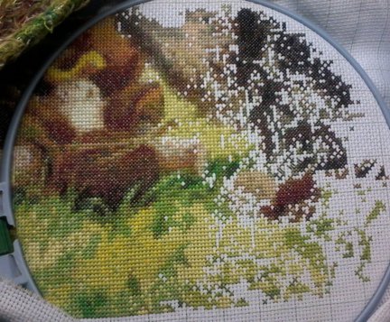 Ежик в лесу (процесс вышивки) №78206