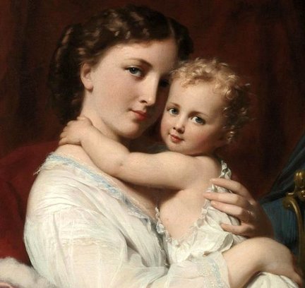 Процесс вышивки схемы «Мать и дитя» №125936