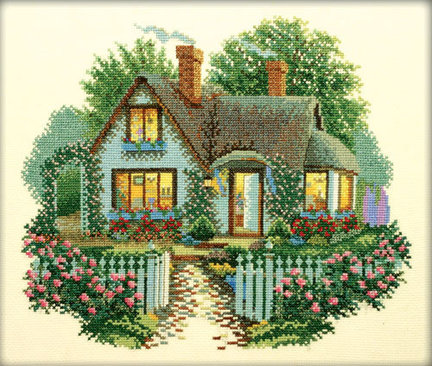 Ищу схему «Домик с розами» №138393
