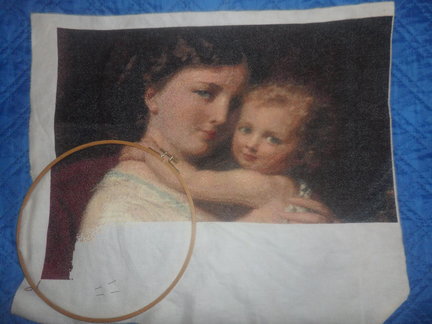 Процесс вышивки схемы «Мать и дитя» №141322