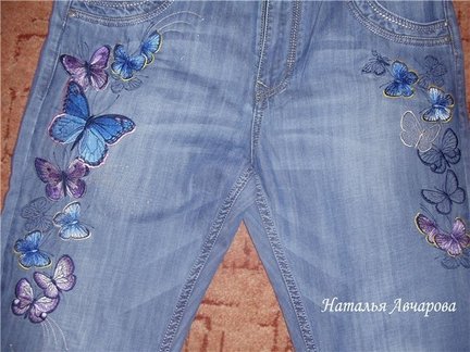 Вышивка на джинсах №143324