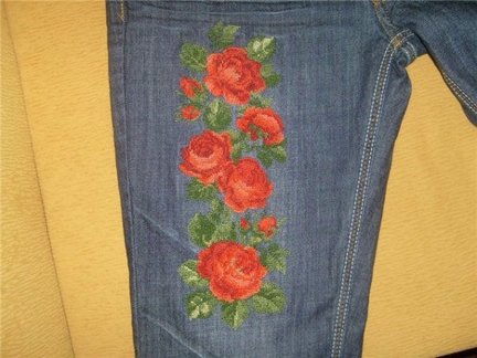 Вышивка на джинсах №143326