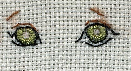 Вышивание глаз гладью на канве №160052