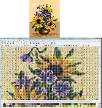 Частые одиночные крестики из блендов на мелкой канве №171153