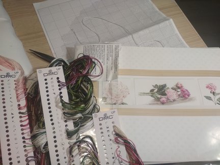 Вышивка пионов №178324