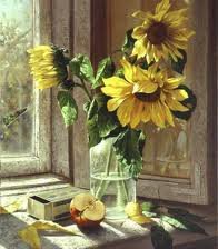 Схема вышивки «подсолнухи на окне»