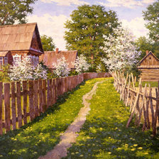 Схема вышивки «деревня»