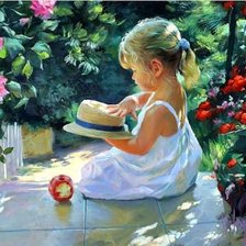 Схема вышивки «девочка с яблоком, Волегов»