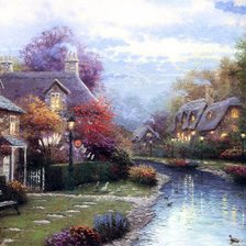 Схема вышивки «Домики у реки.Т.Кинкейд»