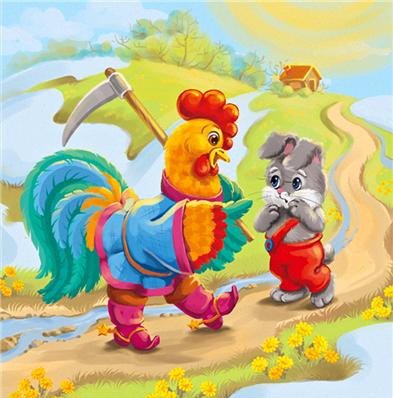 Петушок-золотой гребешок - мультяшки, открытка, животные - оригинал