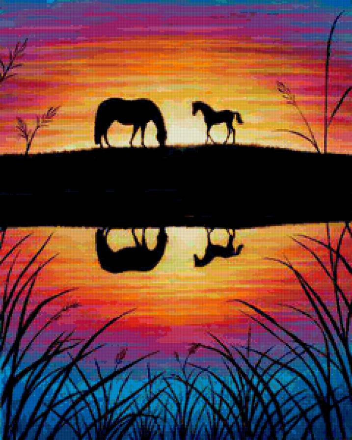 На закате) - картина, закат, романтика, красиво - предпросмотр