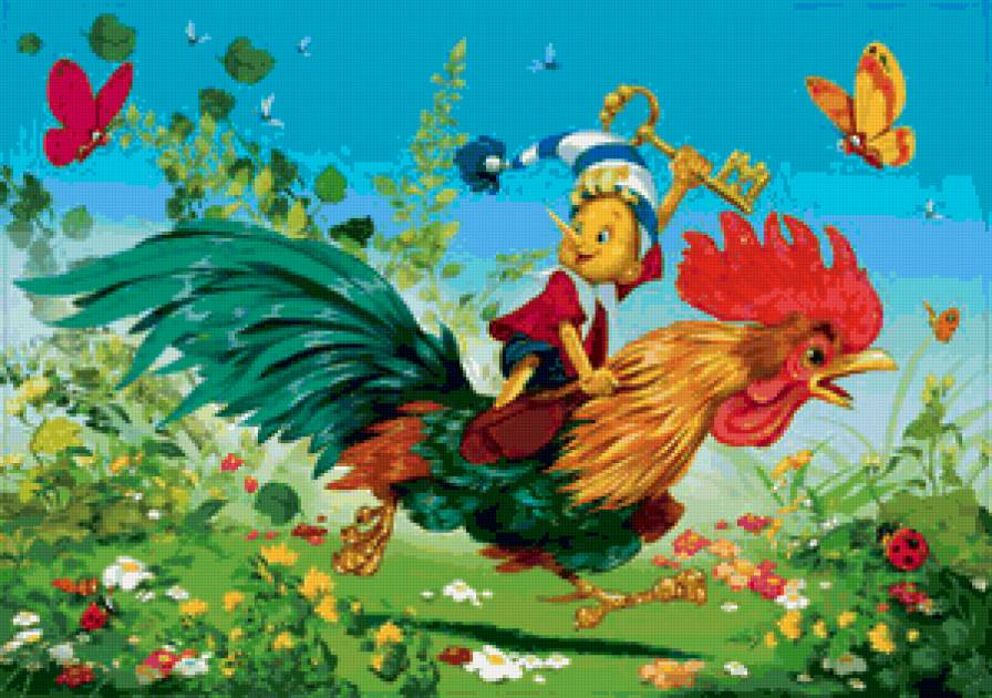 буратино и петух - предпросмотр