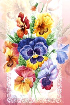 Анютины глазки - анютины глазки, анютки, цветы, виола, букет, красота, ретро - оригинал