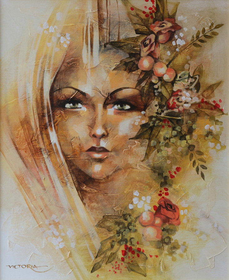 Красота женщины - осень, красота женщины, девушка, картина - оригинал