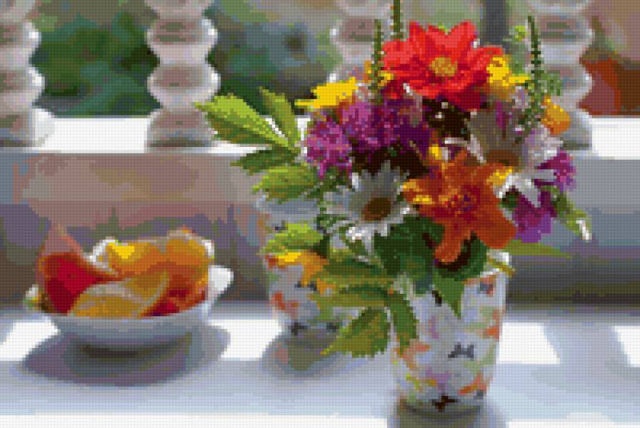 утренние цветы - утро, цветы, ваза - предпросмотр