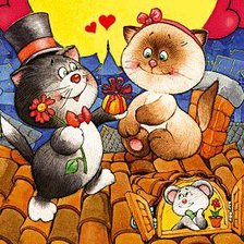 Схема вышивки «кошачья любовь»