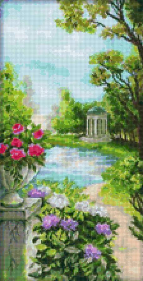 Беседка у воды - парк, пруд, беседка, сад - предпросмотр