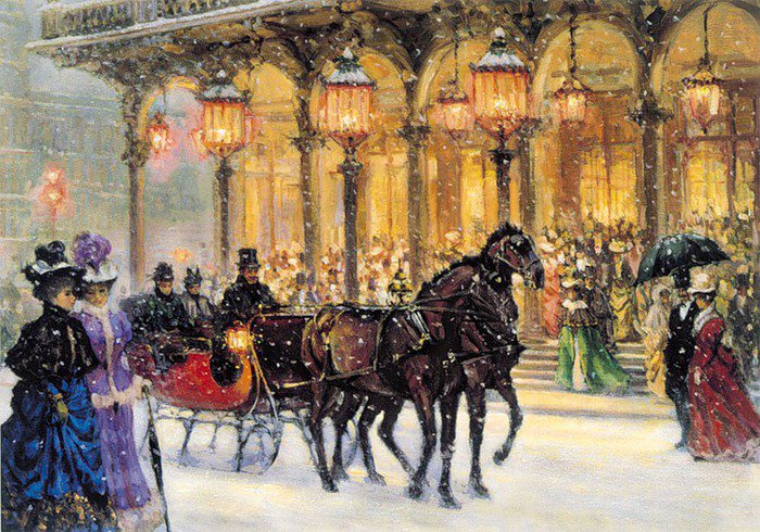 У театра - люди, живопись, здание - оригинал