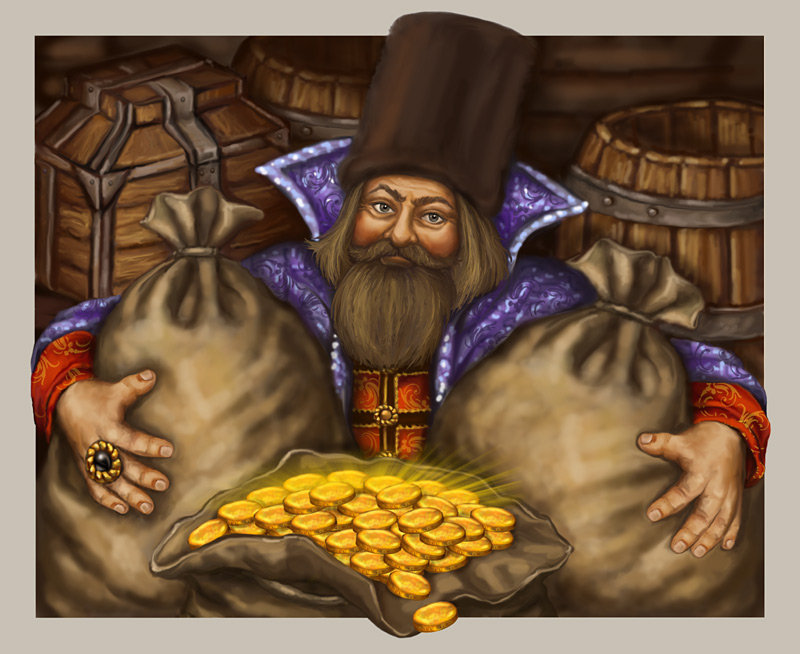 Купец - живопись, золото, мужчина - оригинал