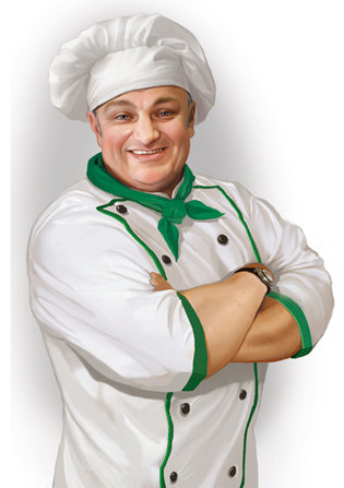 Веселый повар - мужчина, живопись - оригинал