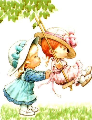 Забавные детки - детская картина, сердечко, цветы, девочка, забавные детки - оригинал