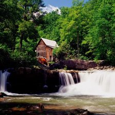 Схема вышивки «Мельница в лесу»