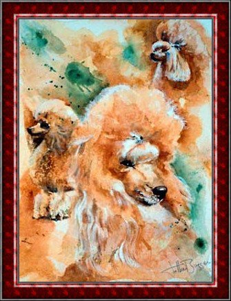 Акварель - собака, пудель - оригинал