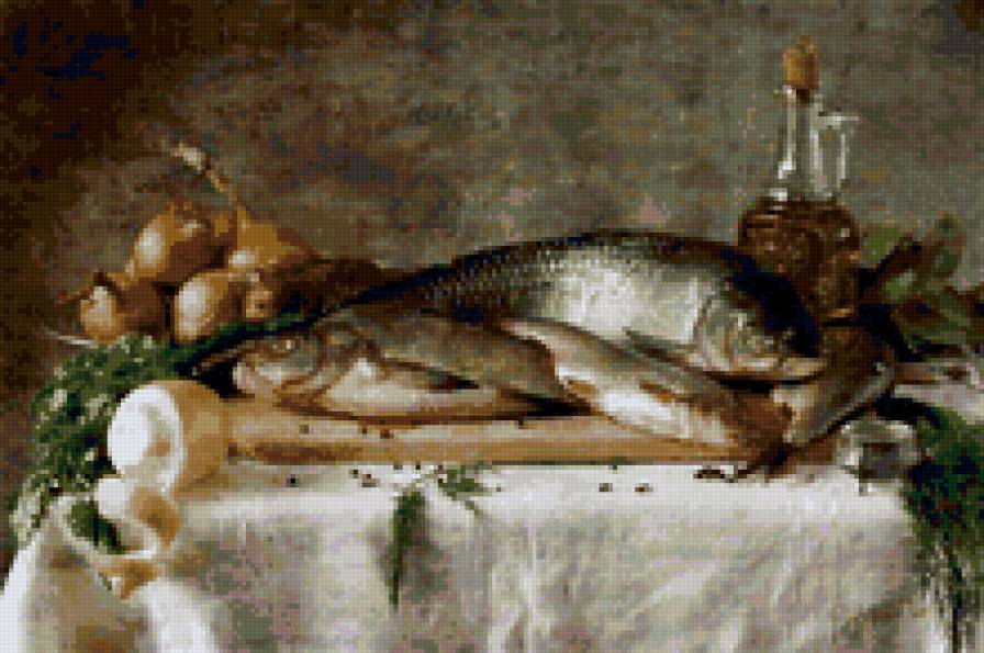 Натюрморт с рыбой - рыба, натюрморт - предпросмотр