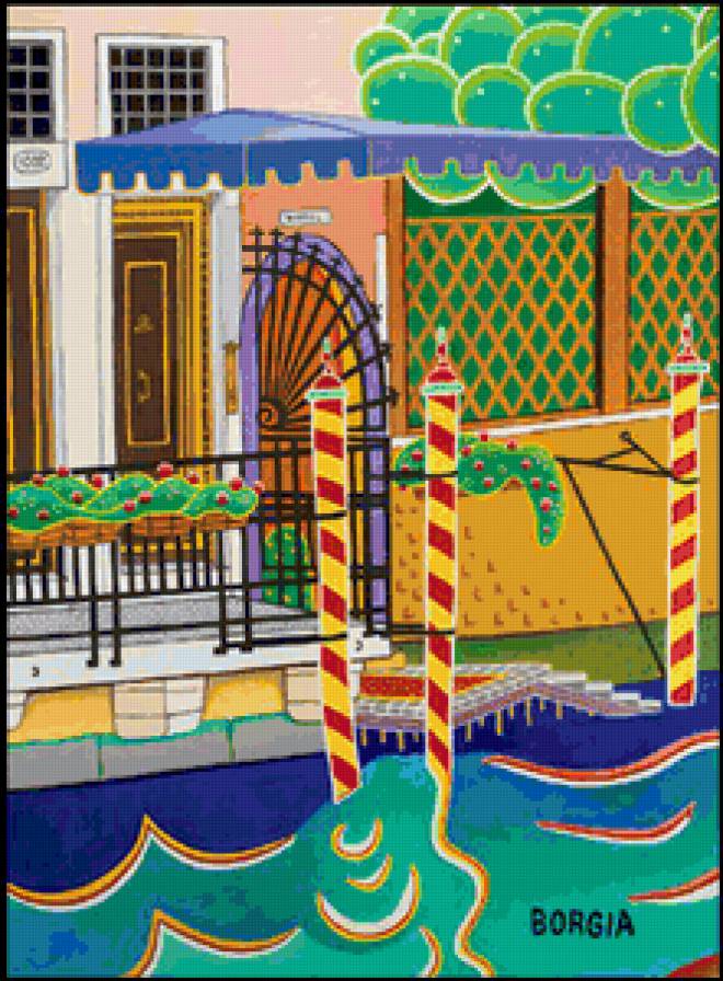 Серия "Живопись Карла Боргия" - река, пейзаж, город - предпросмотр