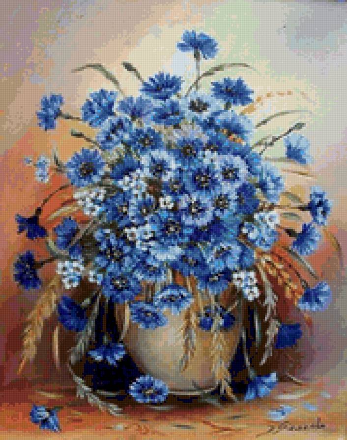 Васильки - цветы в вазе - предпросмотр