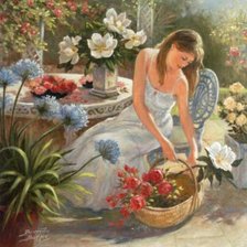 Схема вышивки «девушка в саду»