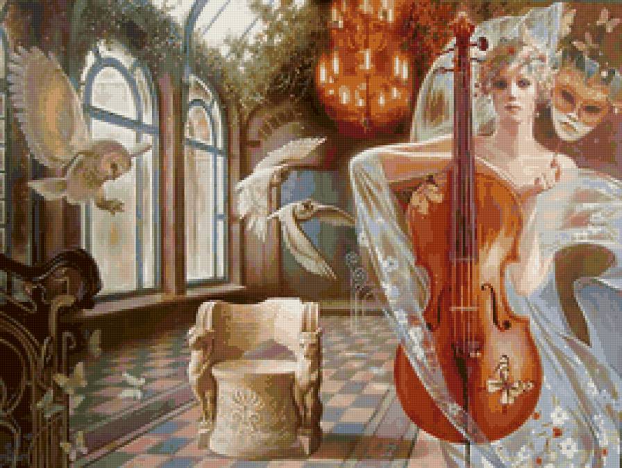 №6483 - дама, девушка, картина, живопись - предпросмотр