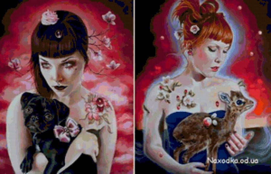 Противоположности - животные, девушки, красота - предпросмотр