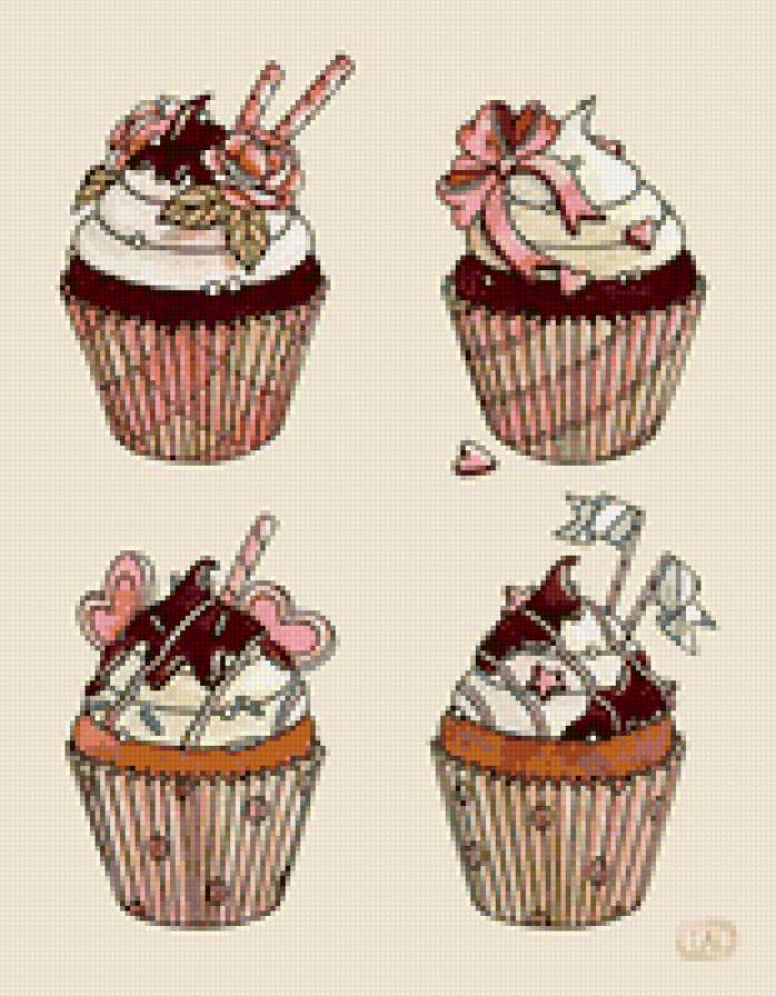 Сладости - украшения для кухни, сладости, пироженое, вишенки - предпросмотр