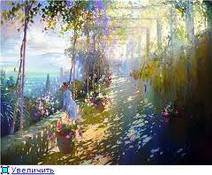 картина - пейзаж, люди, цветы, улица, город - оригинал