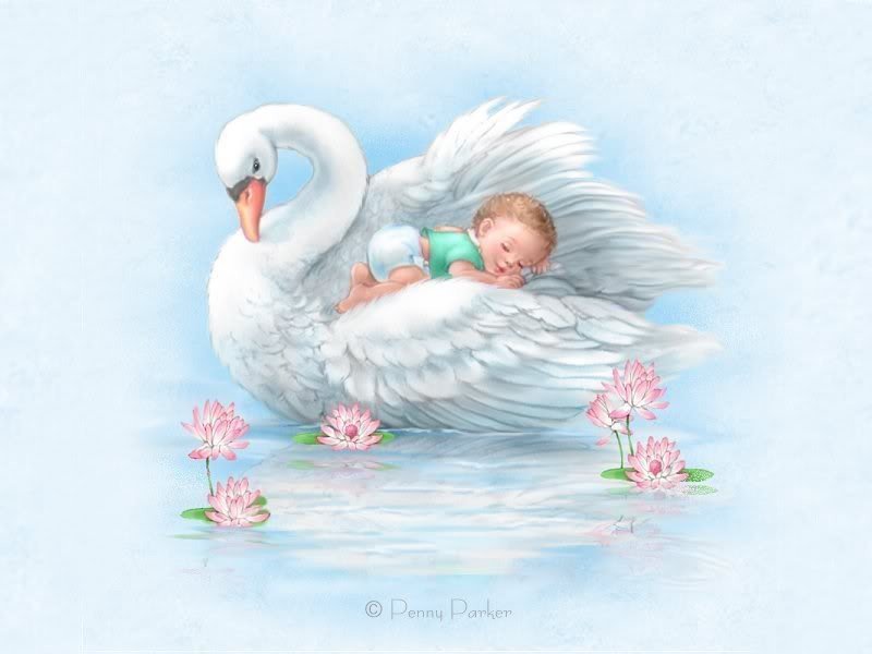 Серия "Детское" - лебеди, птицы, дети - оригинал