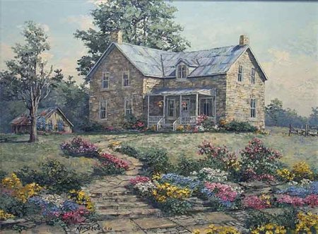 Серия "Дома" - сад, лето, цветы, дом - оригинал