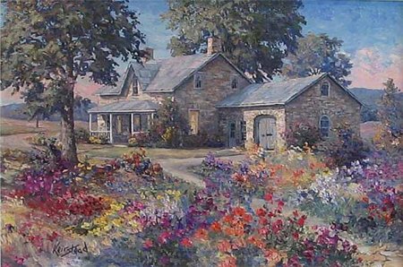 Серия "Дома" - цветы, природа, палисадник, дом - оригинал