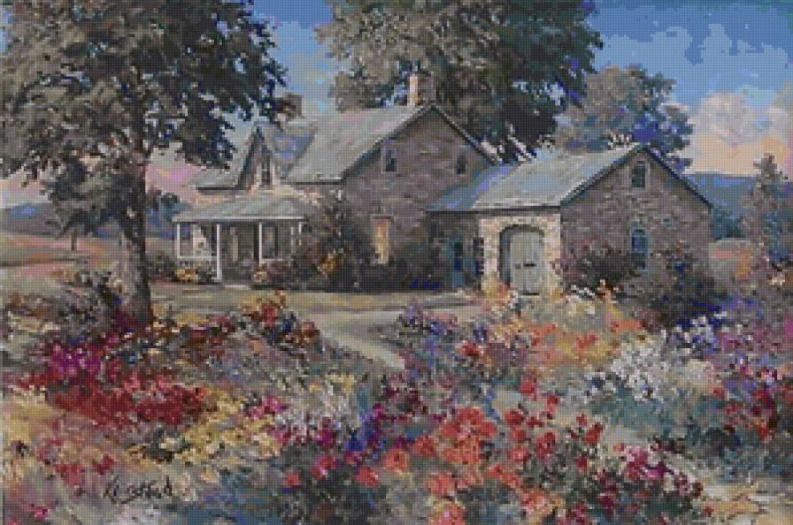 Серия "Дома" - природа, дом, палисадник, цветы - предпросмотр