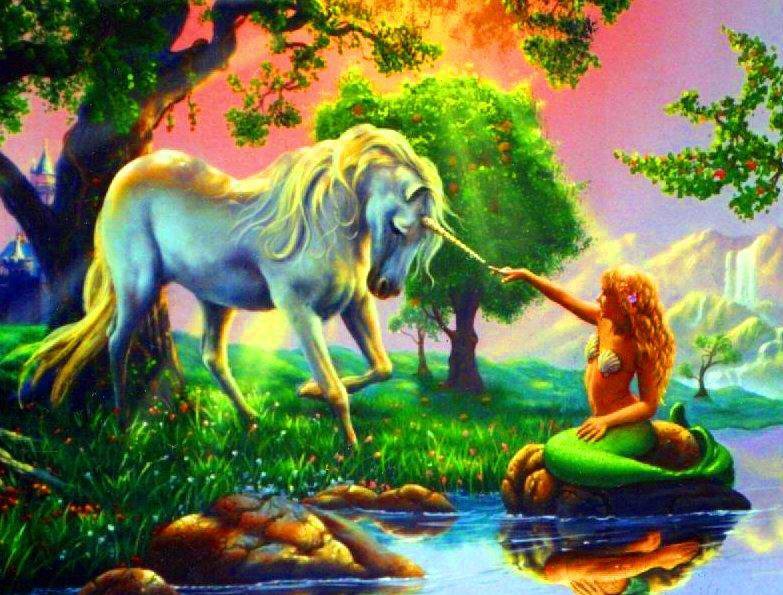 русалка и единорог - русалка, сказка, единорог, русалки - оригинал
