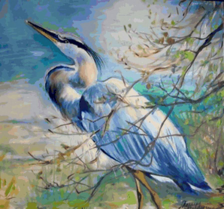 Цапля - цапля, птицы - предпросмотр