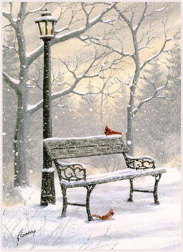 Зимняя картина)) - зима, снег, холод, картина - оригинал