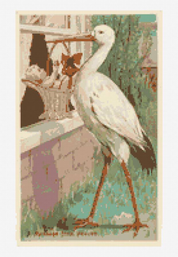 аист с корзинкой - предпросмотр