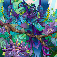 Схема вышивки «синяя птица»