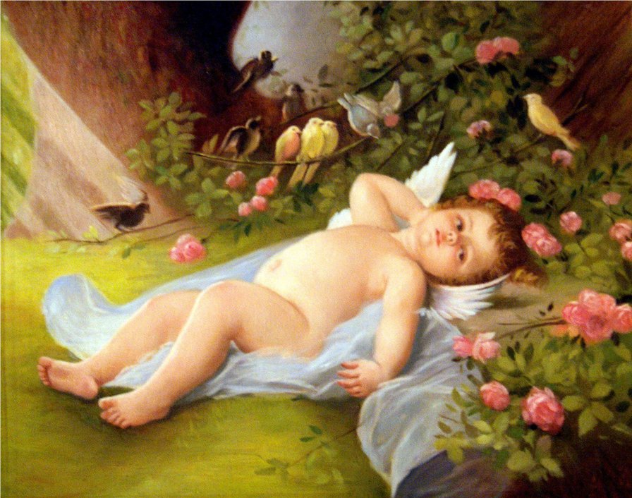 ангел и птички - ангел, птички - оригинал