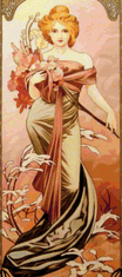 дама с цветами - цветы, дама - предпросмотр