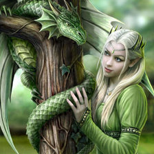 Схема вышивки «девушка и дракон»