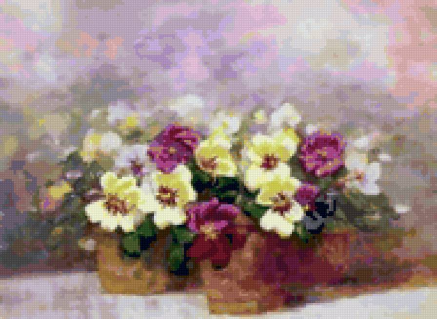 Анютины глазки - цветы, анютины глазки, букет, вазон - предпросмотр