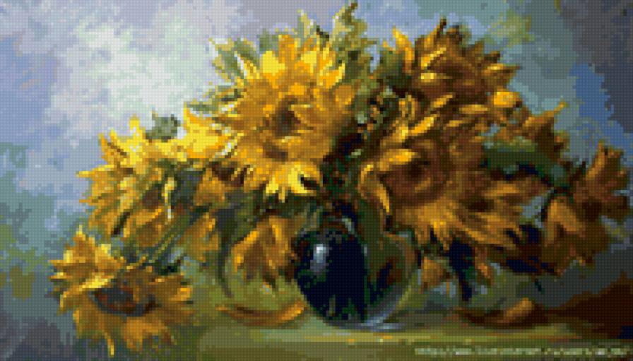 живопись - подсолнух, ваза - предпросмотр