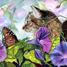Схема вышивки «Кошки в цветах»